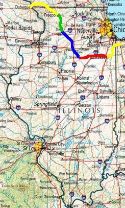 Illinois trip map.