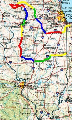 Illinois trip map.